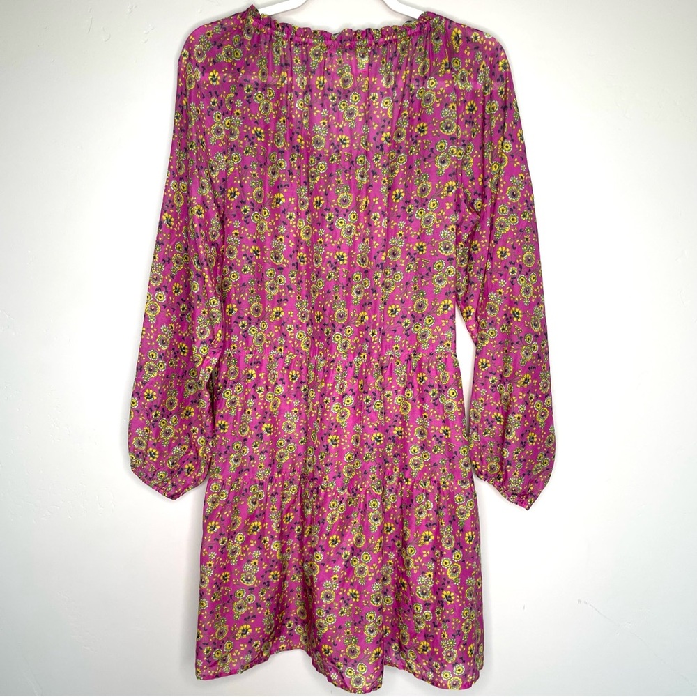 XiRENA Dalyn Mini Dress Small Pink Amethyst Floral Off Shoulder Peasant Silk - Picture 11 of 11